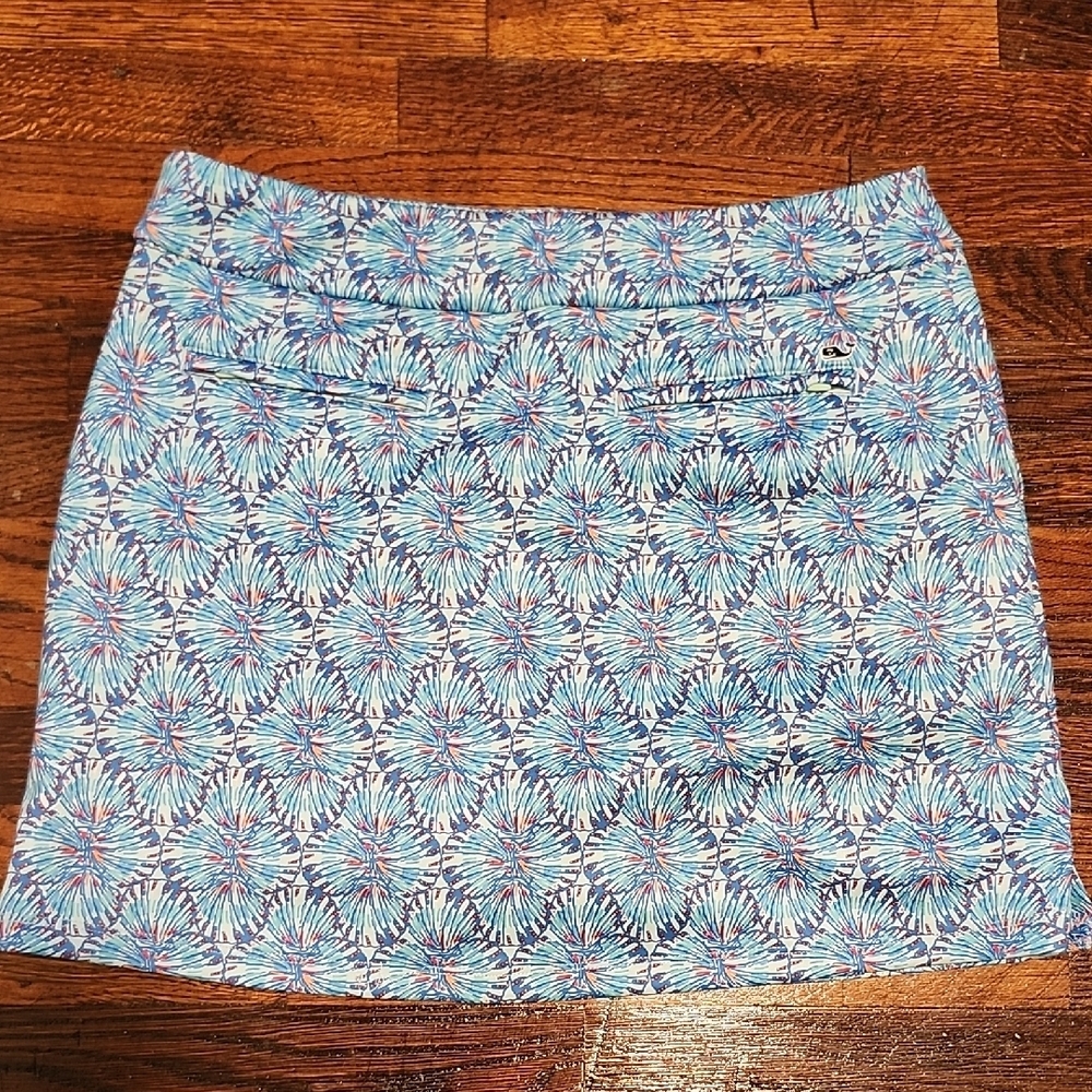 Vineyard Vines Blue Soft Knit Colorful Blue Patterned Skirt Shorts and Pockets - Picture 5 of 7